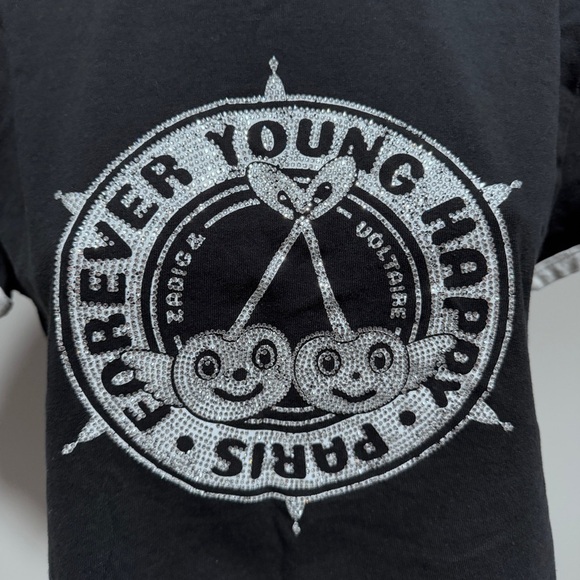 Zadig & Voltaire Walk Diamanté Insignia BC Blason Strass Ringer Tee Rhinestone - Picture 4 of 10